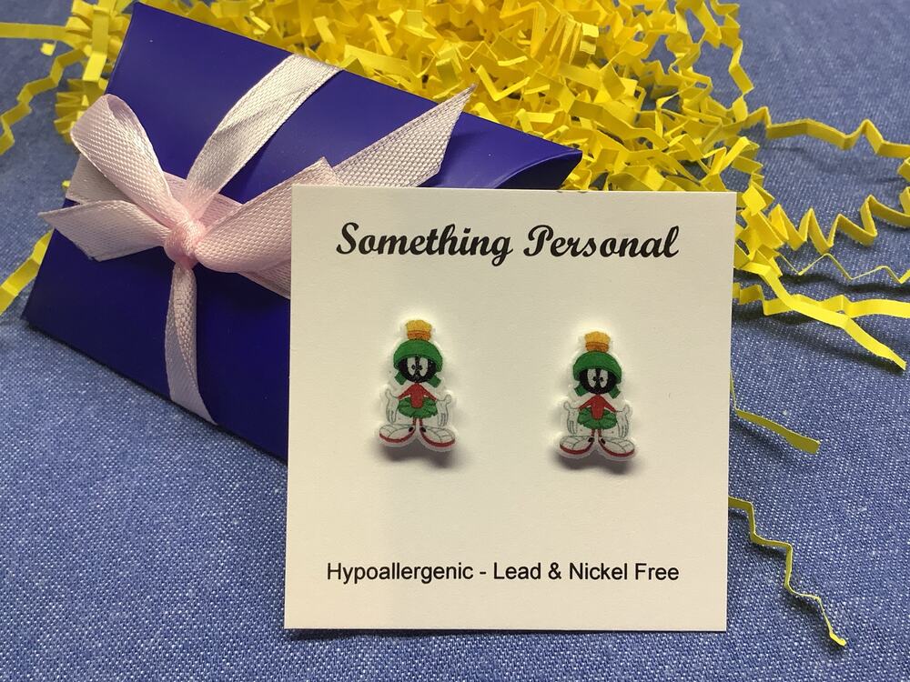 Marvin Martian - Looney Tunes Inspired Post Earrings - Gift Boxed - Chibi Cute